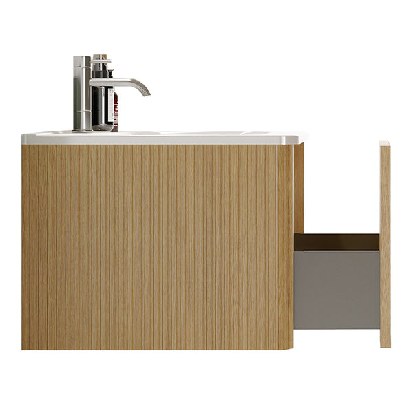 English Elm U088-Etna36W-306 Striped Natural Oak Floating Vanity with Glossy White Integrated Sink, Push-Open Drawer, Curved Safety Edges W1865P293618
