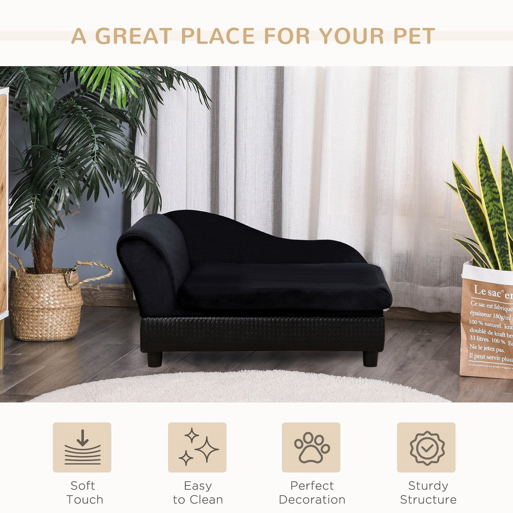 English Elm Pet Sofa with Lift Top Storage Tufted Flannel Cushion Eucalyptus Wood Frame T3971P406645