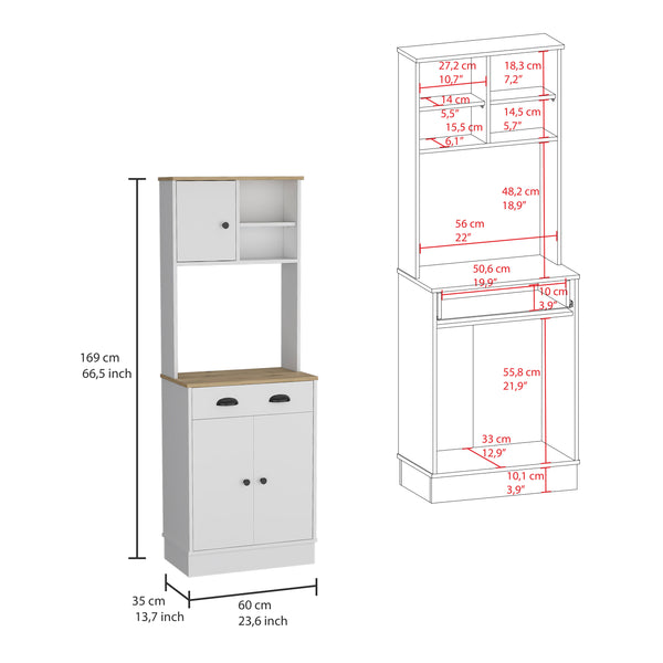 English Elm Albany Multicolor Kitchen Pantry with 3 Doors, Drawer & Adjustable Shelves — Appliance Ready B070P188855