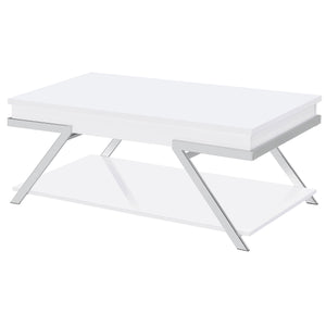 English Elm Fletcher Lacquered High Gloss Coffee Table with Open Shelf for Modern Living Rooms B062P447812