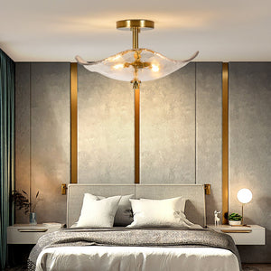 English Elm 16.5" Modern Gold Semi Flush Mount LED Ceiling Light, 2-LED Dimmable Touch Fixture for Home Ambiance W1340P316454