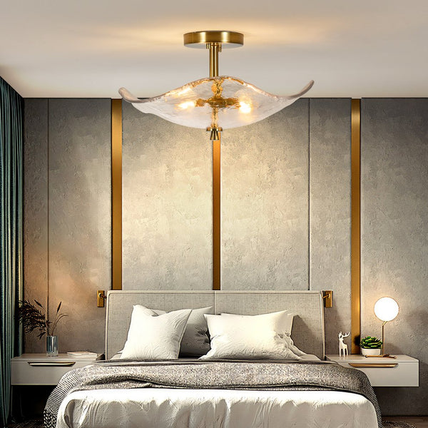 English Elm 16.5" Modern Gold Semi Flush Mount LED Ceiling Light, 2-LED Dimmable Touch Fixture for Home Ambiance W1340P316454