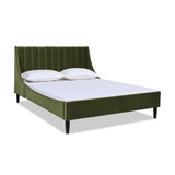 English Elm Aspen Vertical Tufted Modern Headboard Platform Bed Set, Queen, Olive Green Performance Velvet