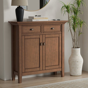 English Elm Redmond Solid Wood Entryway Cabinet with Drawers Shelves and Aged Brown Finish B136P436042