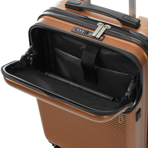 English Elm Luggage 5 Piece Hardside Abs Set with Front Access Carry on and Tsa Spinner Wheels Brown N732P391579O