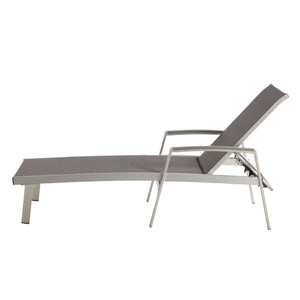 English Elm Christopher Knight Home® - OXTON Chaise Lounge with Breathable Nylon Mesh, Ergonomic Recline and Sleek Low-Profile Design for Comfort Grey 62753.00MP2