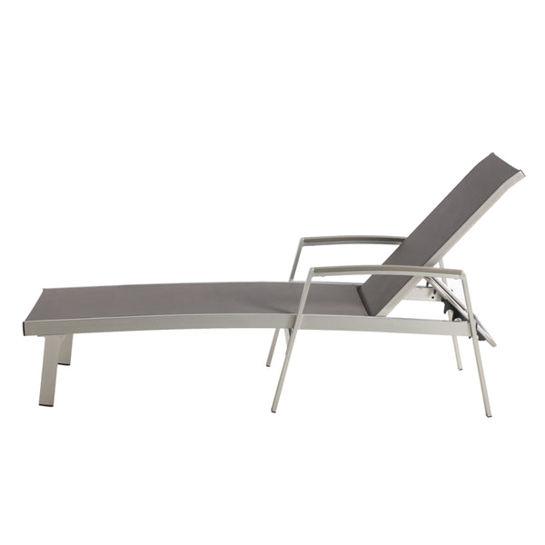 English Elm Christopher Knight Home® - OXTON Chaise Lounge with Breathable Nylon Mesh, Ergonomic Recline and Sleek Low-Profile Design for Comfort Grey 62753.00MP2