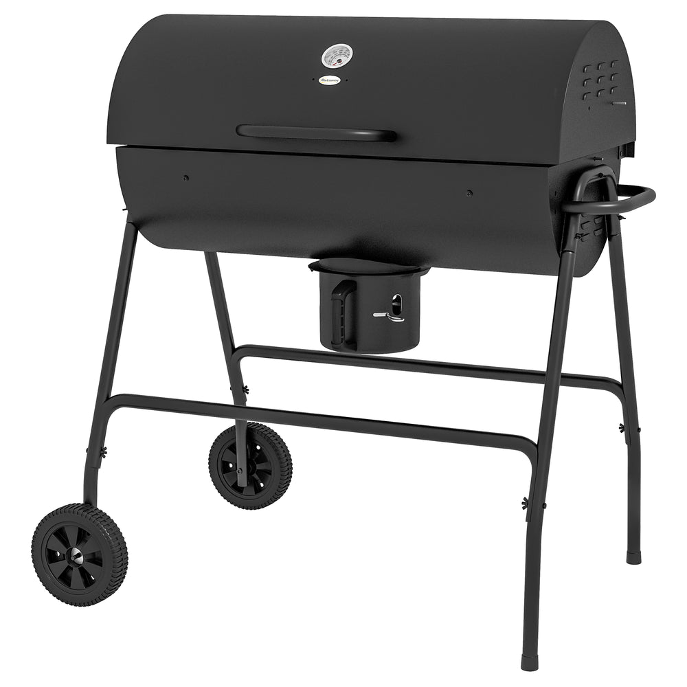 English Elm Outsunny Portable Charcoal Grill with Side Tables Wheels and Shelf for Backyard Camping W2225P174302