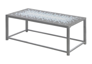 English Elm Coffee Mosaic Tile Coffee Table 42" Rectangular Blue & Grey Metal Base Accent for Living Room B2710P219203