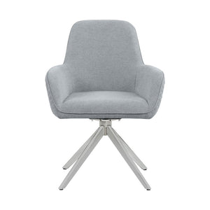 English Elm Fabric Upholstered Swivel Dining Arm Chair, Light Grey