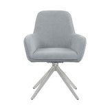 Grey Fabric Swivel Dining Arm Chair: Modern, Comfortable, 360° Swivel Base