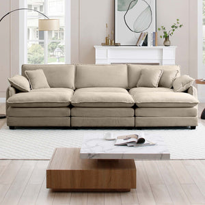 English Elm Oversized Modular Cushioned Sofa With 3 Ottomans - Versatile Sleeper Sofa For Stylish Comfort W714S00719-GIGA