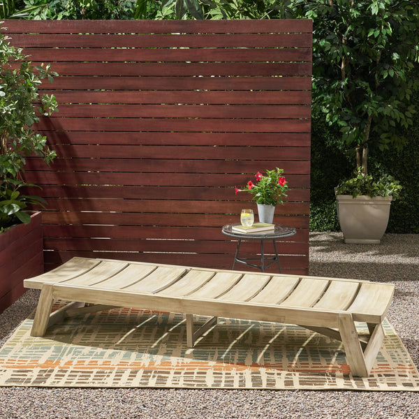 English Elm Christopher Knight Home® - Maki Chaise Lounge - Stylish Acacia Wood & Metal Outdoor Lounger With Adjustable Backrest For Comfort 70998.00LGRYMP1