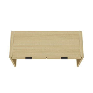 English Elm Grace 54" Office Desk Natural Oak with 2 Drawers, Rounded Corners, Slim Minimal Silhouette, TV-Ready B365P397846