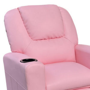 English Elm Nik Youth Recliner Tufted Faux Leather Kids Chair with Cup Holder for Playroom B056P416828