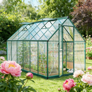 English Elm Walk-in Aluminum Greenhouse with Polycarbonate Panels and Dual Roof Vents for Year-round Growth T3971P455075