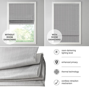 JLA Home Madison Park - Basketweave Cordless Room Darkening Roman Shade with Thermal Insulation, OEKO‑TEX Certified Privacy White MP40-7226
