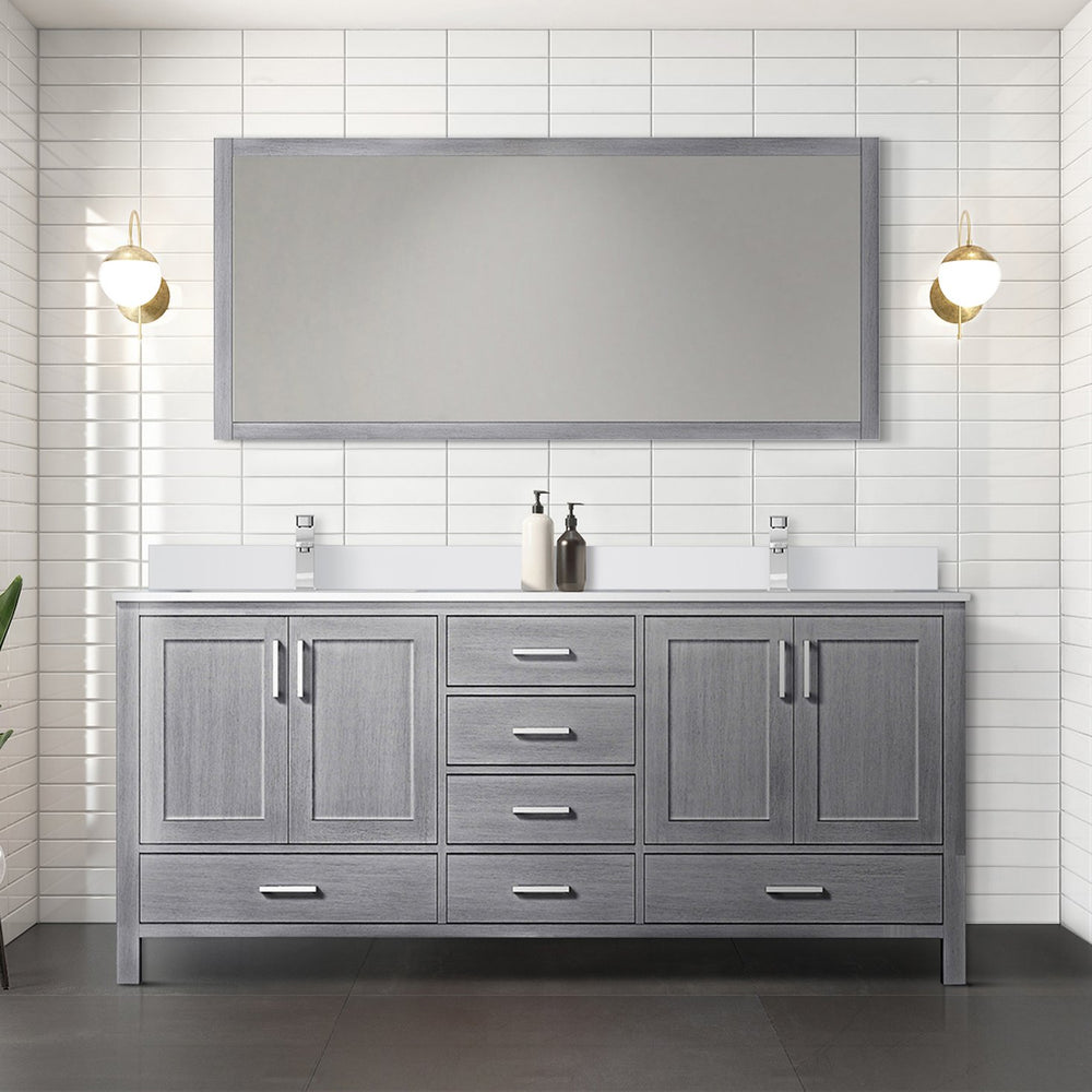 English Elm Distressed Grey Double Bath Vanity 72" W With Cultured Marble Top & Ample Storage For Elegance B2731P259110