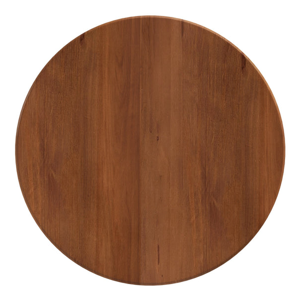 English Elm Round Fluted Pine Wood Coffee Table with Hidden Sliding Door Storage for Living Room Walnut N735P369879D