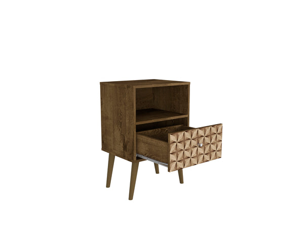 English Elm Liberty 18" Nightstand - Rustic Brown & Natural, Stylish Storage With 1 Drawer & Open Cubby Space B365P398505