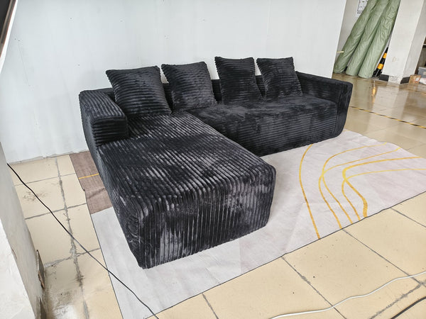 English Elm Cloud Modular Sectional Sofa with Right Chaise, Plush Corduroy, No Assembly, Deep Cloud Seat Comfort W3955P388716