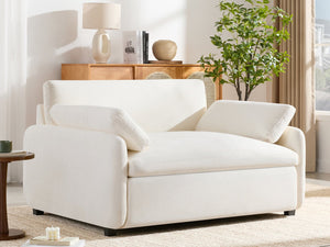 English Elm 50*43" Oversized Chenille Armchair Deep Lounge Seat Modern Minimalist Living Room Chair Cream N723S5042A