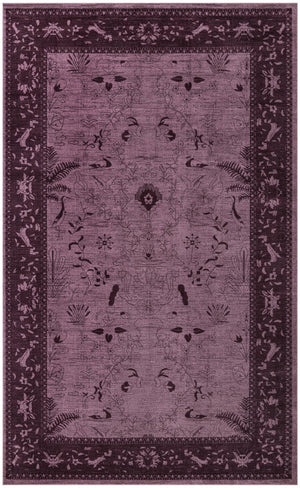 Unique Loom La Jolla Floral Machine Made Floral Rug Purple, Violet/Purple 10' 6" x 16' 5"