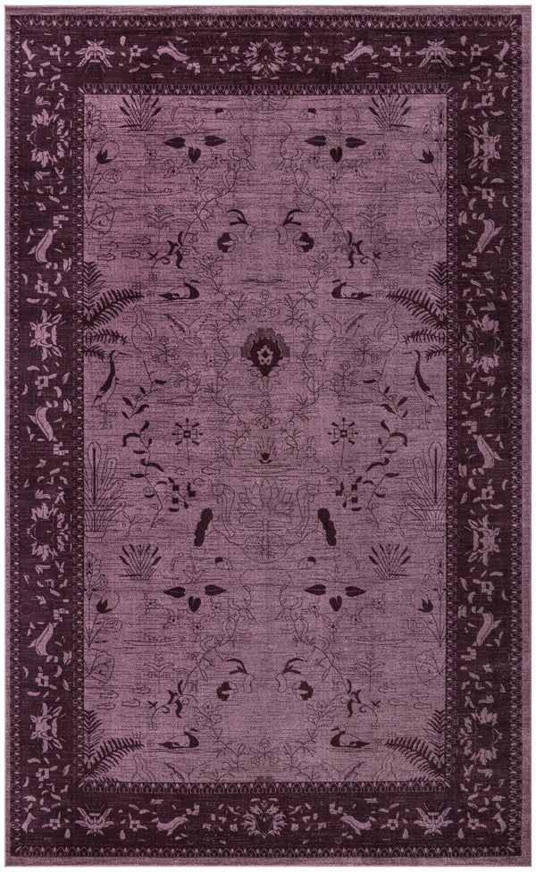 Unique Loom La Jolla Floral Machine Made Floral Rug Purple, Violet/Purple 10' 6" x 16' 5"