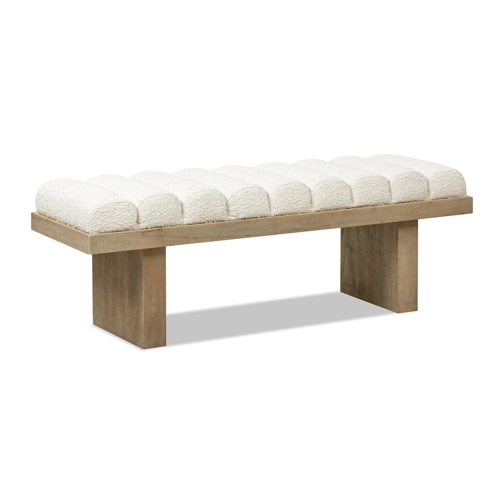 English Elm Jennifer Taylor Home - Bella 52" Upholstered Accent Bench Ivory White Boucle – Channel Tufted Modern Seat, 300lb Capacit B2719P292908