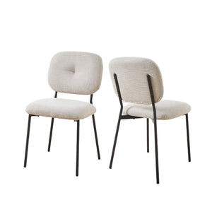 English Elm Modern Upholstered Dining Chairs Set of 2 with Metal Legs — Compact, Ergonomic Accent Seating for Small Spaces White N842P284566A