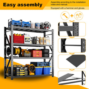 English Elm Garage Steel Four Tier Industrial Shelving Unit with Adjustable Levels and 3000lb Capacity T5667P461087