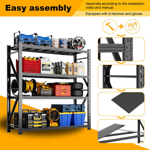 English Elm Garage Steel Four Tier Industrial Shelving Unit with Adjustable Levels and 3000lb Capacity T5667P461087
