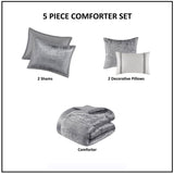 Madison Park Lee Glam/Luxury 5 Piece Crinkle Velvet Comforter Set MP10-8351 Silver