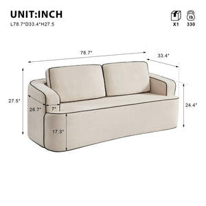 English Elm Integrated Armrest Compact Loveseat Soft Upholstered Two Seat Sofa for Small Spaces W3480P402278