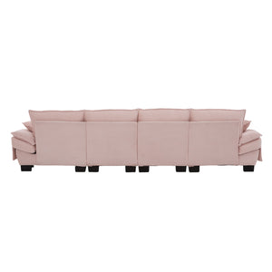 English Elm Sectional Modular Cloud Sofa Deep Corduroy Upholstered Comfort for Living Room Studio Pink W395S00134