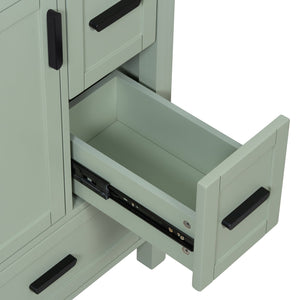 English Elm Modern 24 Inch Bathroom Vanity Solid Wood Cabinet with Ceramic Sink and Soft Close Storage Green N729P292859F
