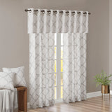 Madison Park Saratoga Modern/Contemporary Fretwork Print Grommet Top Window Valance MP41-2399 Ivory/Grey