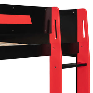 English Elm Full-size Gaming Loft Bed with Integrated Rgb Desk Usb Ports and Esports Frame Red LT000239AAR