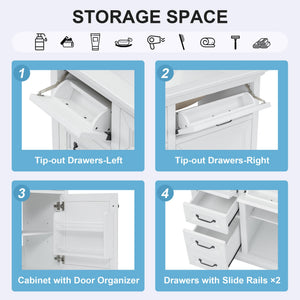 English Elm 36-Inch Modern Bathroom Vanity with Ceramic Basin, 4 Drawers & Soft-Close Door, Pre-Drilled Faucet Ready, Durable MDF and Solid Wood Construction (36"L x 18.3"W x 33.4"H) White N725P296118K