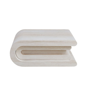 English Elm 33.86 Inch Square Faux Travertine Coffee Table Sculptural Tiered Base Living Room W2582P425211