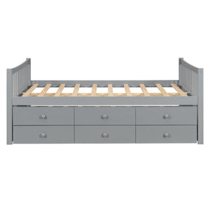 English Elm Full Size Daybed with Trundle Twin Pullout and Three Storage Drawers for Guest Rooms LP100341AAE