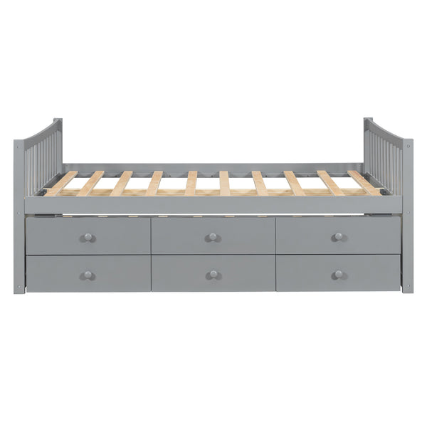 English Elm Full Size Daybed with Trundle Twin Pullout and Three Storage Drawers for Guest Rooms LP100341AAE