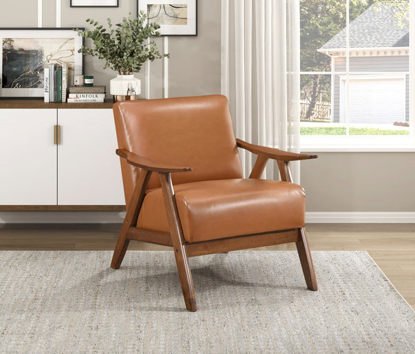 English Elm Modern Velvet Accent Chair with Dark Walnut Angular Frame, Streamlined Mid-Century Comfort Design Brown 35.5 L x 25.5 W x 20 H B011P271958