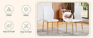 English Elm Set of 6 Pu Leather Dining Chairs with Gold Metal Legs for Glam Modern Rooms W1151P359613