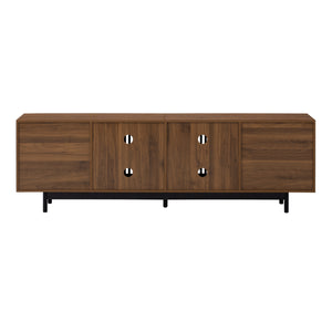 English Elm 78 Inch Walnut Media Console with Slatted Doors Solid Wood Legs and Cable Management N710P374706P