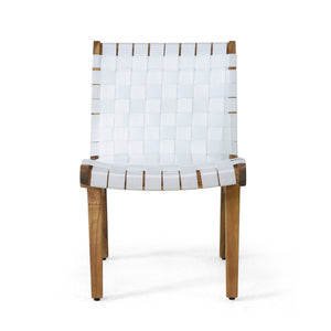 English Elm Outdoor Acacia Hardwood 3 Piece Patio Set with Woven Rope Strap Lounge Chairs 70913.00WHI