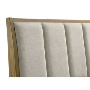 English Elm Menlo Queen Bed Channeled Upholstered Headboard Natural Pine Transitional Frame B062S01547