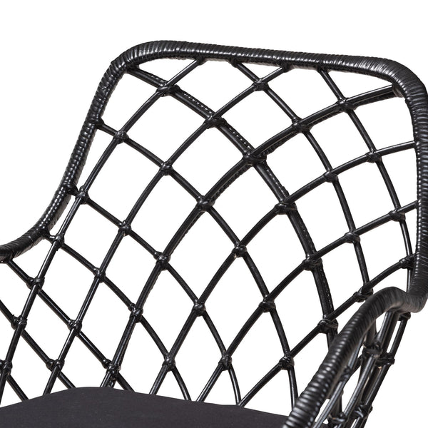 English Elm Modern Boho Rattan Rod Dining Chair Set of Two with Crisscross Base for Casual Spaces B2750P420431