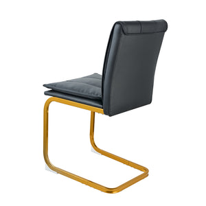 English Elm Modern Pu Leather Cantilever Dining Chairs Set of 4 with Steel Arc Frame for Kitchen Black+Gold W5123P454213