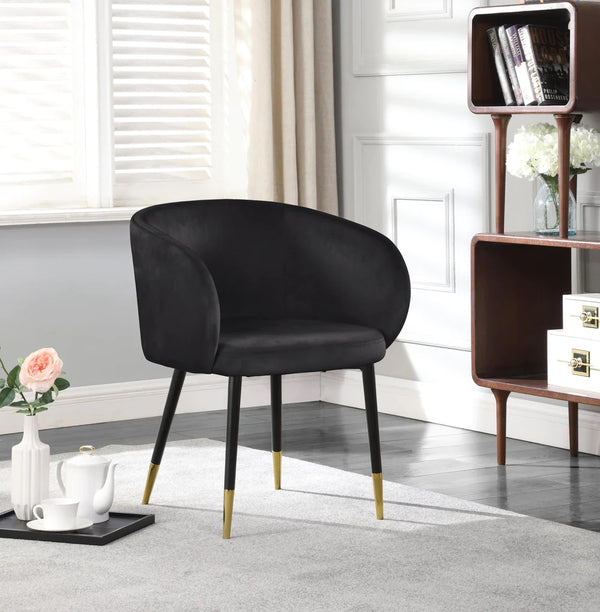 English Elm 1pc Velvet Barrel Back Accent Chair Gold Nailhead Trim Glamorous Curved Seat Black B011P496761